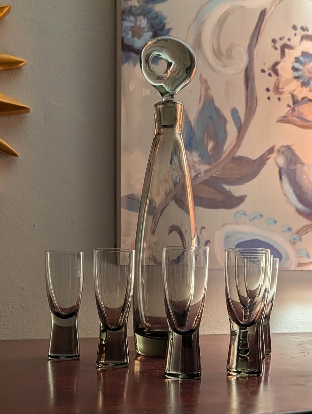 Decanter 6 Shot Glasses Danish Holmegaard By Per Lutken Barware Aristokrat VTG